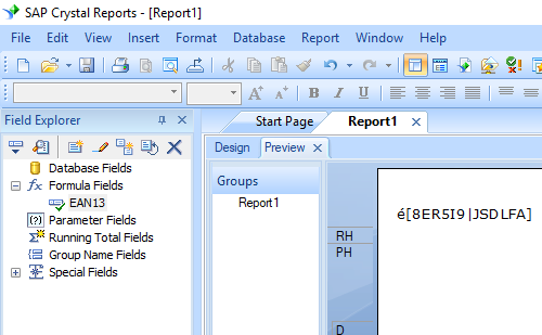 EAN13 barcode crystal reports formula field