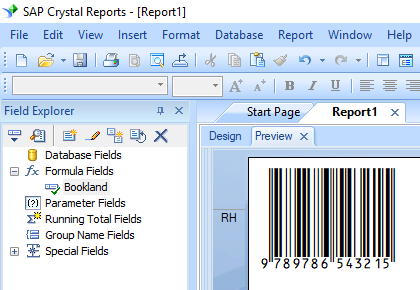 bookland barcode crystal reports