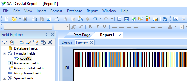 Code93 barcode crystal reports