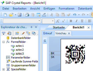 Aztec Code crystal reports