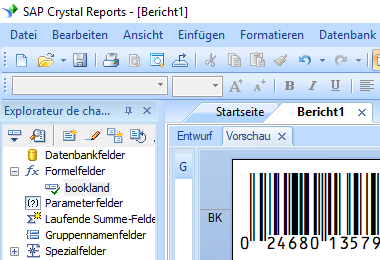 Bookland barcode crystal reports