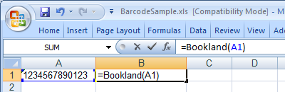 Bookland barcode Excel macro