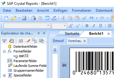 EAN13 barcode crystal reports