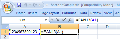 EAN13 barcode Excel macro