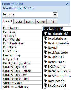 gs1-Databar barcode access schriftart
