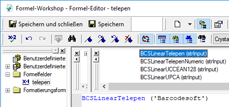Telepen barcode crystal reports UFL