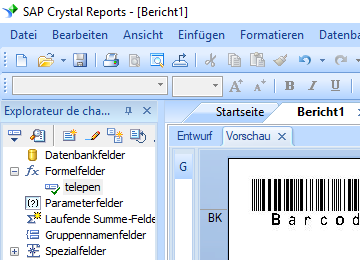 Telepen barcode crystal reports