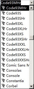 code93 código de barras access  fuente