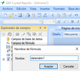 data-matrix crear fórmula crystal reports