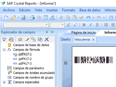 PDF417 crystal reports