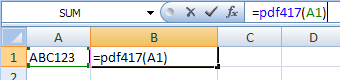 PDF417 Excel macro