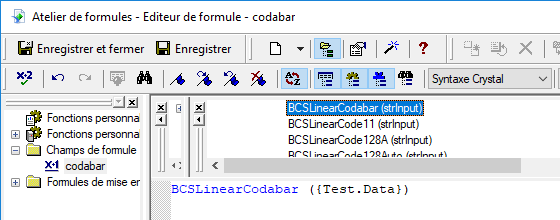 code à barres codabar crystal reports UFL