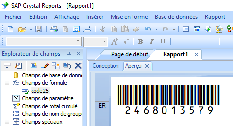 code25 barcode crystal reports