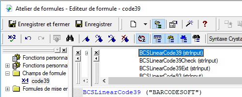 code39 code barres crystal reports UFL