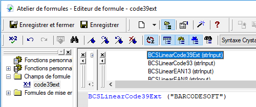 code39 code à barre crystal reports UFL