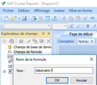 data matrix create formule crystal reports