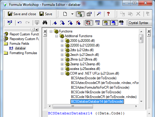 GS1-Databar code barres crystal reports UFL