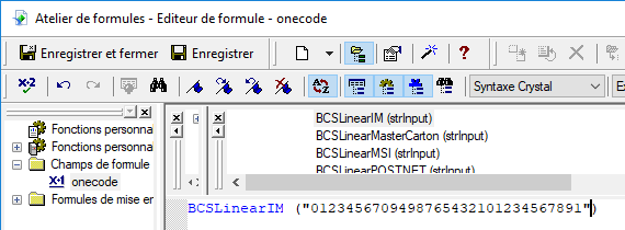 onecode code barres crystal reports UFL