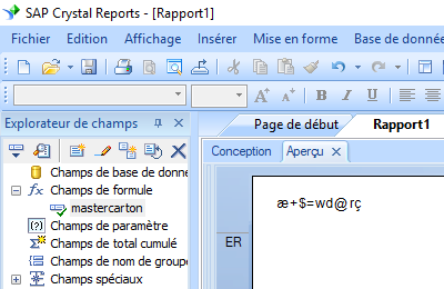 Master Carton Code code barres crystal reports champ formule 
