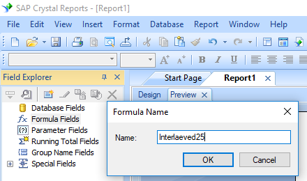 Interleaved 2of5 create formula crystal reports