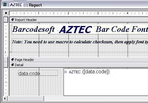 Aztec Code バーコード access マクロ