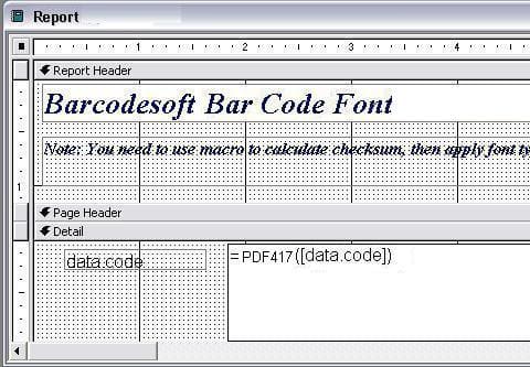 PDF417 バーコード access マクロ