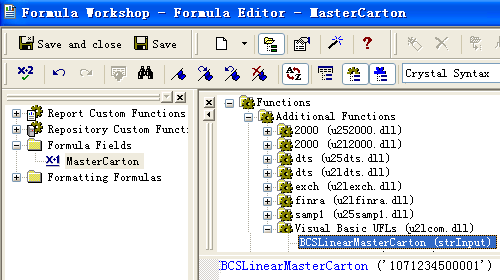 master carton code código de barras crystal reports UFL
