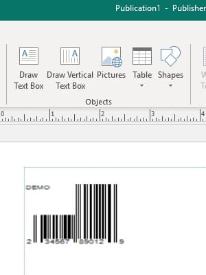 UPC-A barcode in office 365 publisher