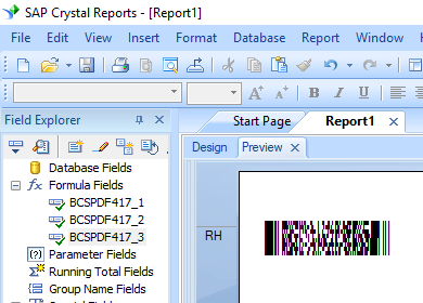 PDF417 barcode crystal reports