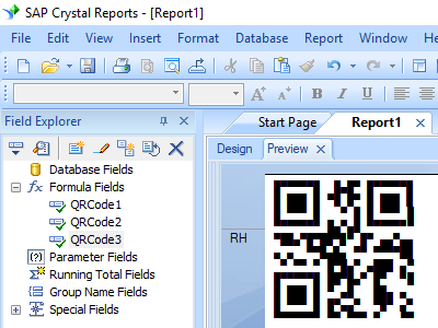 QRCode barcode crystal reports