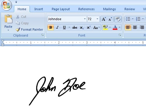 use signature font in ms word