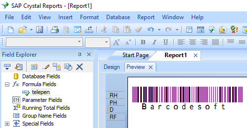 telepen barcode crystal reports