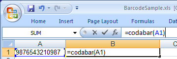 Codabar 条码 Excel 宏