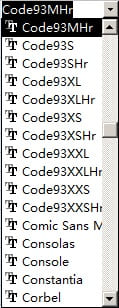 code93 條碼 access 字體 